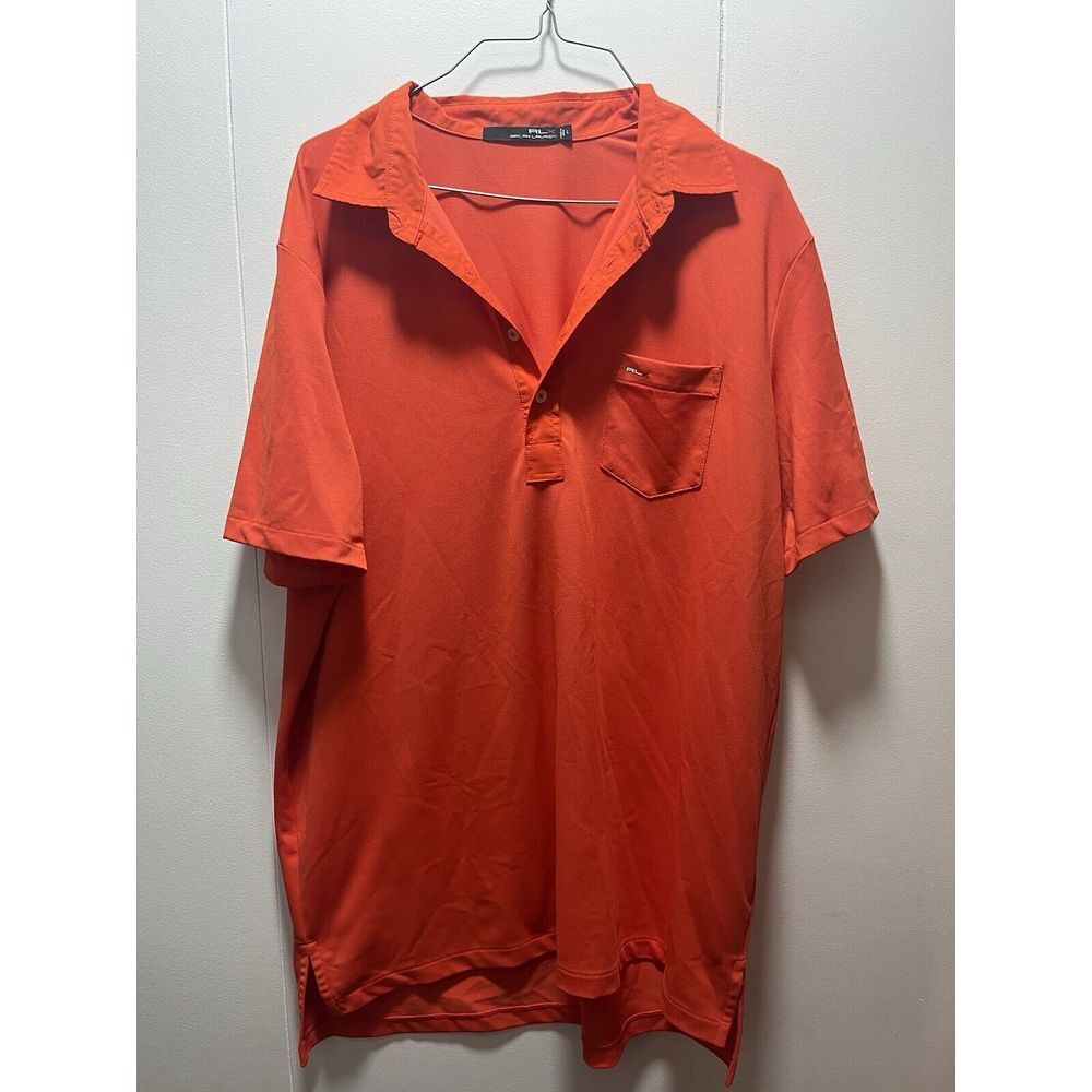 RLX Ralph Lauren‎ Polo Shirt Mens Size Large Dark Orange Solid Pocket Logo
